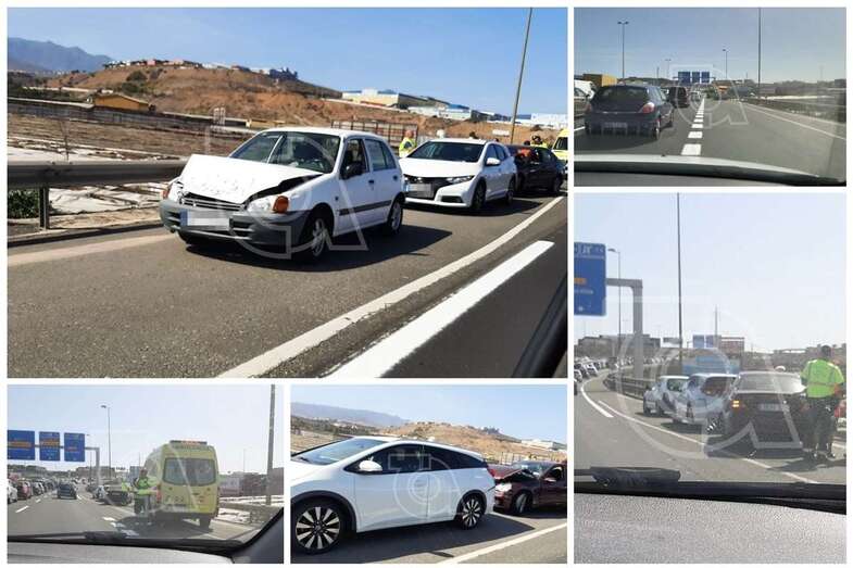 El siniestro ha provocado retenciones de tráfico en dirección sur (Foto Miguel A. Santana)